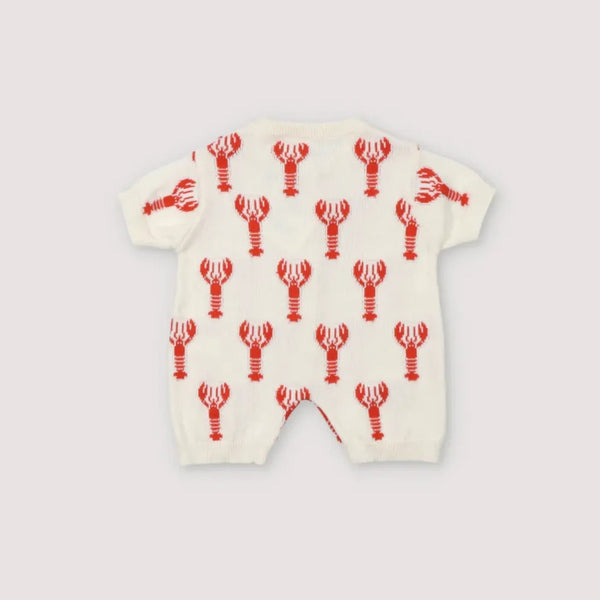 Oia Lobster Print Knitted Baby Romper