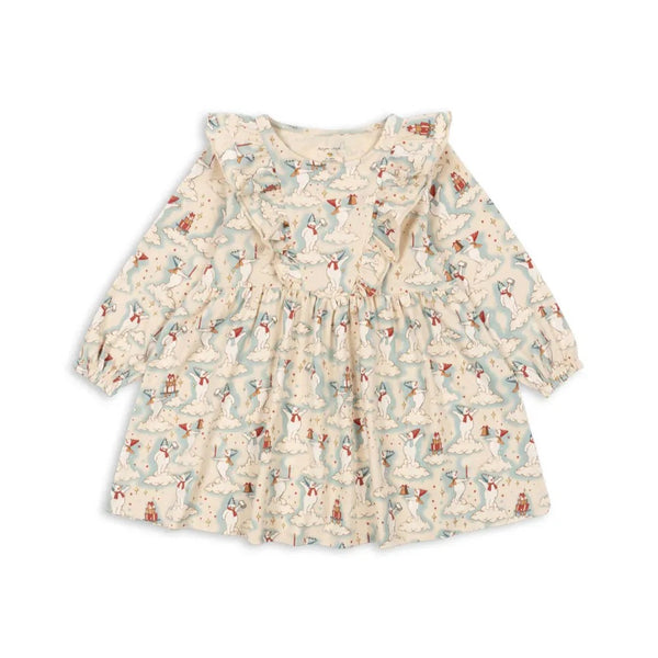 Snowman Party Print Frill Dress