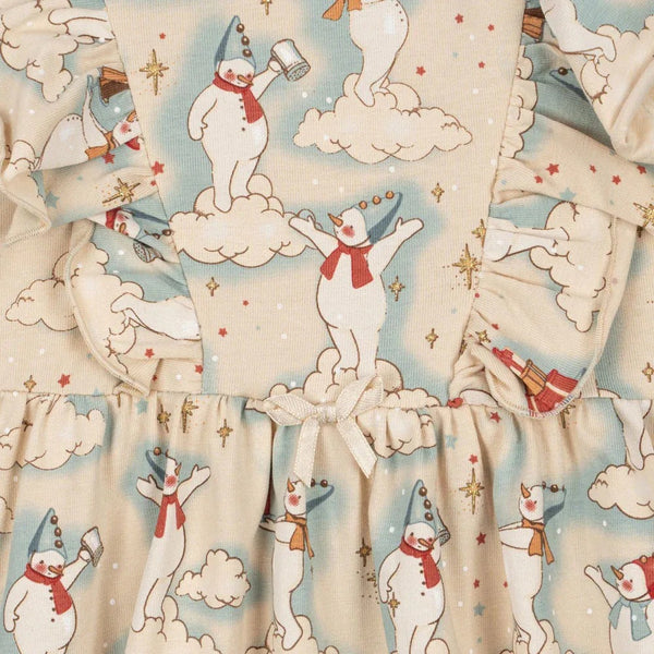 Snowman Party Print Frill Dress