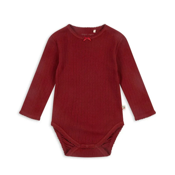 Minnie Cotton Pointelle Baby Bodysuit (Red Dahlia)