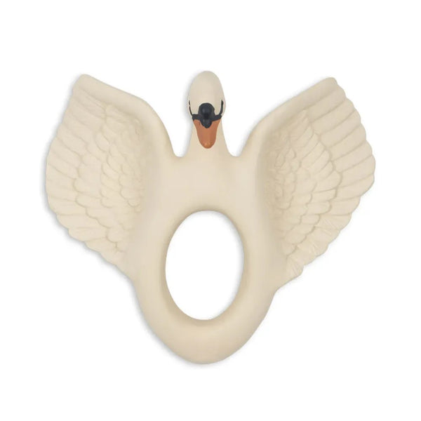 Swan Shaped Natural Rubber Baby Teether (Off-White)