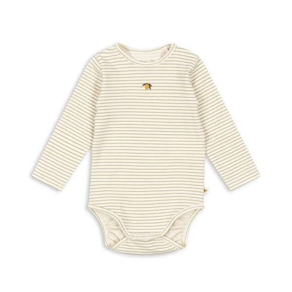 Basic Cotton Lemon Bodysuit (Tea Stripe)