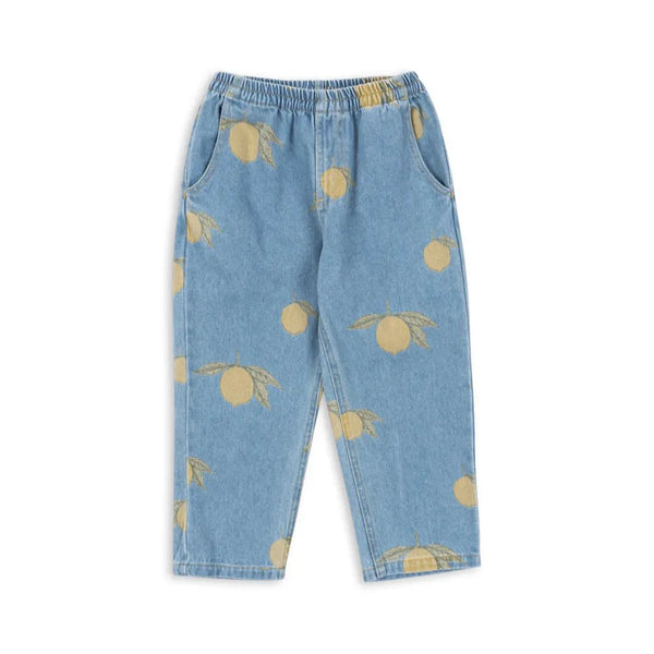 Magot Lemon Print Cotton Denim Pants