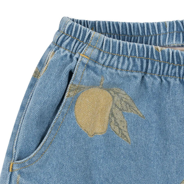 Magot Lemon Print Cotton Denim Pants