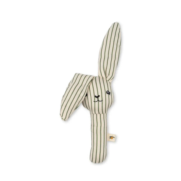 Bunny Baby Hand Rattle (Tea Stripe)