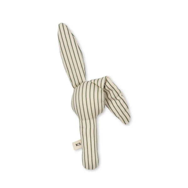 Bunny Baby Hand Rattle (Tea Stripe)