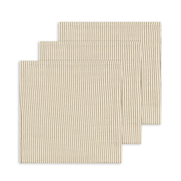 Stripe Organic Cotton Muslin Cloth Pack of 3 (Tea Stripe)