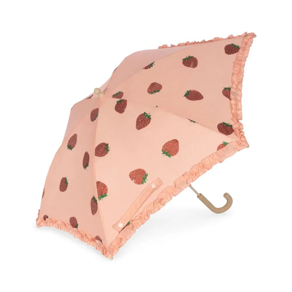 Strawberry Print Frilled Umbrella with Handle