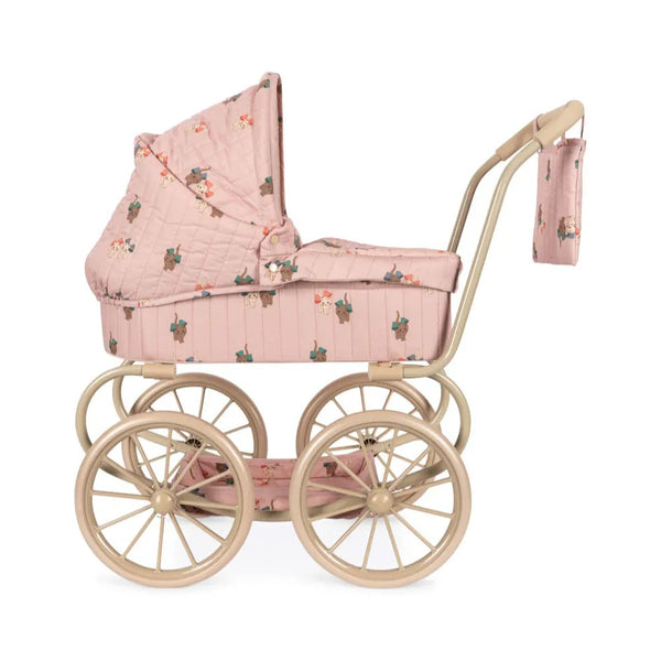 Minnie Kitty Print Vintage Traditional Dolls Pram (Bow Kitty Pink)