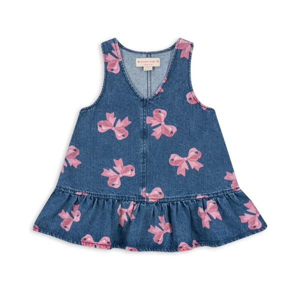 Magot Bow Print Denim Dress