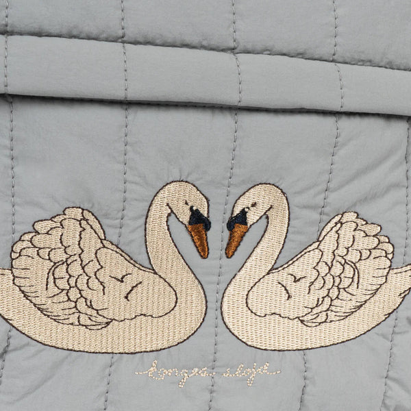 Juno Embroidered Swan Quilted Backpack (Sleet)