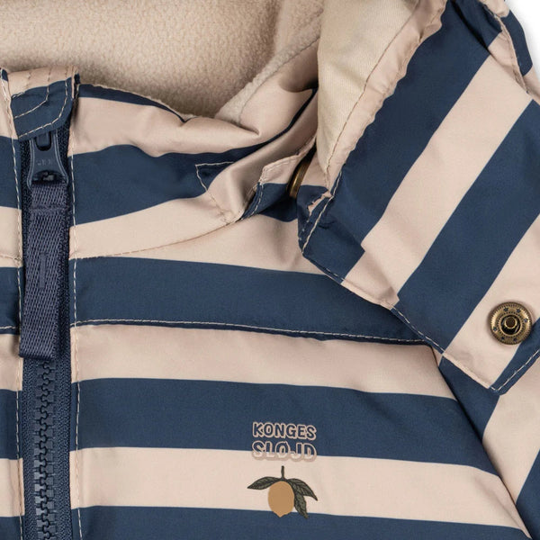 Nuka Striped Hooded Quilted Puffer Jacket (Bleu Noir)