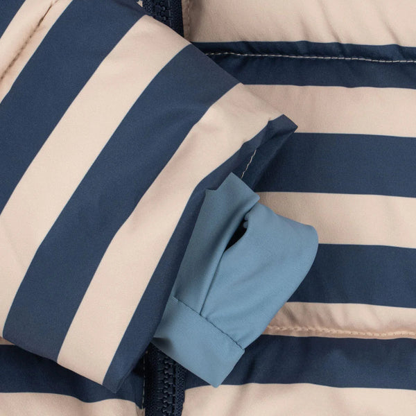 Nuka Striped Hooded Quilted Puffer Jacket (Bleu Noir)