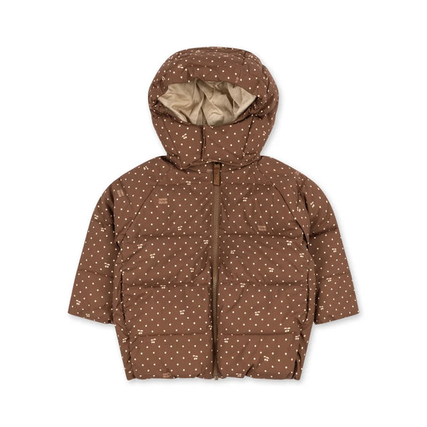 Nuka Cherry Polkadot Hooded Quilted Puffer Jacket (Cherry Dot Marrone)