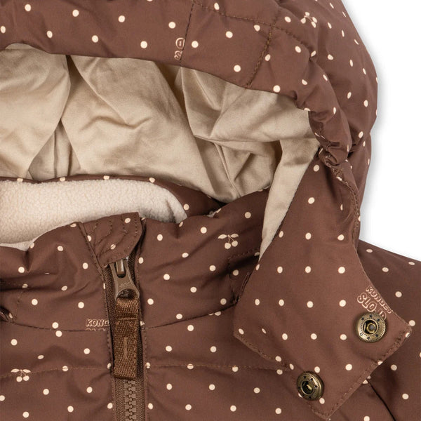 Nuka Cherry Polkadot Hooded Quilted Puffer Jacket (Cherry Dot Marrone)