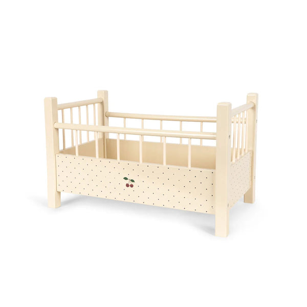 Cherry Print Polka Dot Wooden Dolls Bed