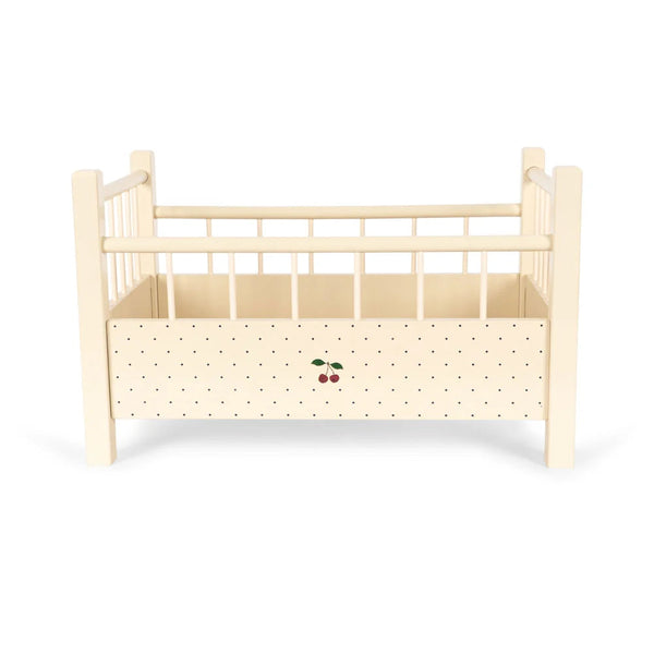 Cherry Print Polka Dot Wooden Dolls Bed