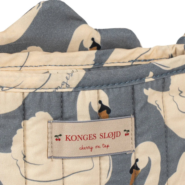 Swan Print Cotton Quilted Dolls Stroller