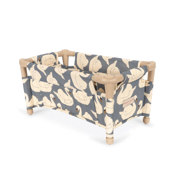 Swan Print Mini Quilted Dolls Foldable Travel Bed