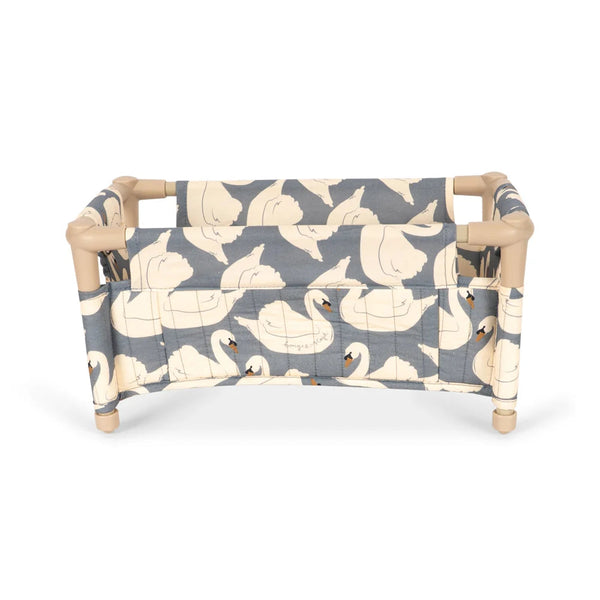 Swan Print Mini Quilted Dolls Foldable Travel Bed