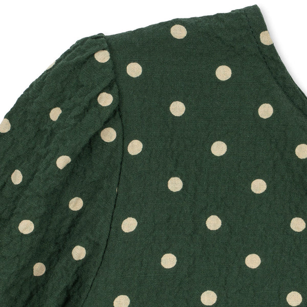 Elin Polka Dot Bow Back Cotton Seersucker Long Sleeved Dress (Dot Marseille)