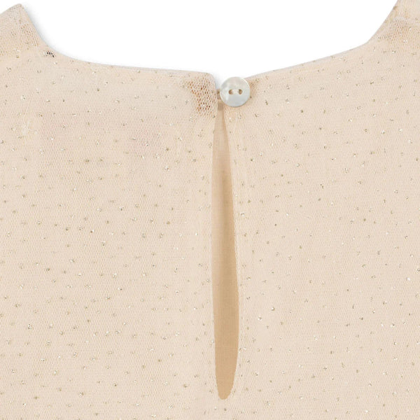Fay Glitter Tulle Ruffle Party Dress (Bleached Sand)
