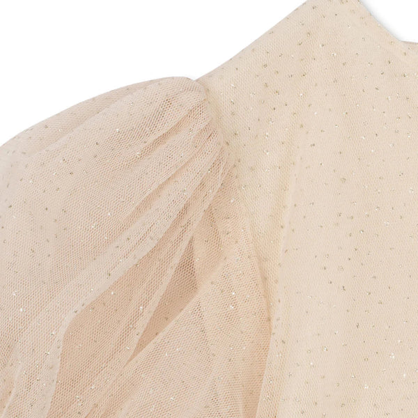 Fay Glitter Tulle Ruffle Party Dress (Bleached Sand)