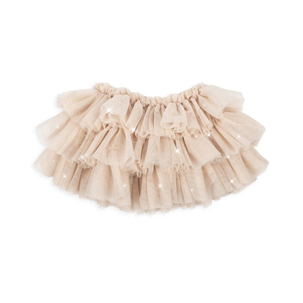 Fay Glitter Tulle Tiered Tutu Skirt (Bleached Sand)