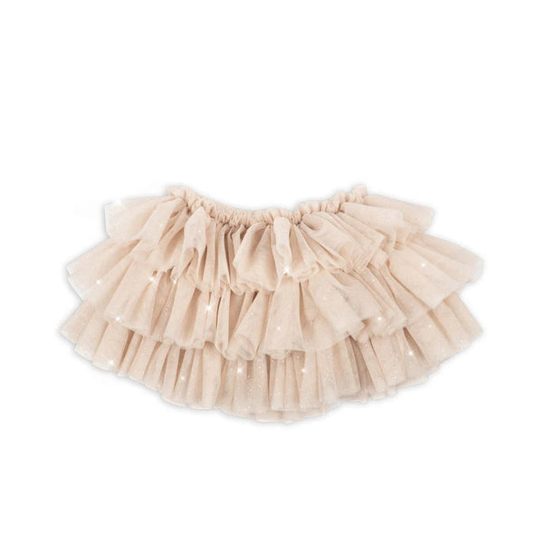 Fay Glitter Tulle Tiered Tutu Skirt (Bleached Sand)