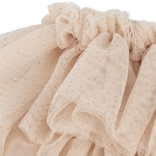 Fay Glitter Tulle Tiered Tutu Skirt (Bleached Sand)