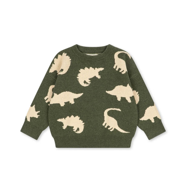 Lapis Dino Print Wool Mix Knitted Jumper