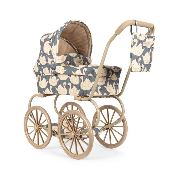 Minnie Swan Print Vintage Traditional Dolls Pram