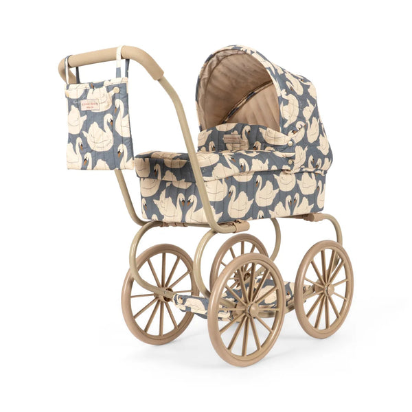 Minnie Swan Print Vintage Traditional Dolls Pram