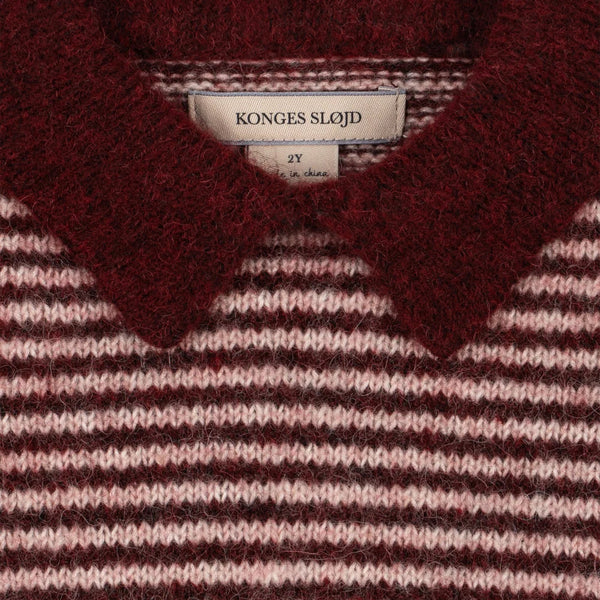 Pipo Wool Mix Knitted Collared Polo Sweatshirt (Mahogany Stripe)