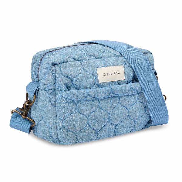 Quilted Cotton Pram Organiser Cross-Body Bag (Denim)
