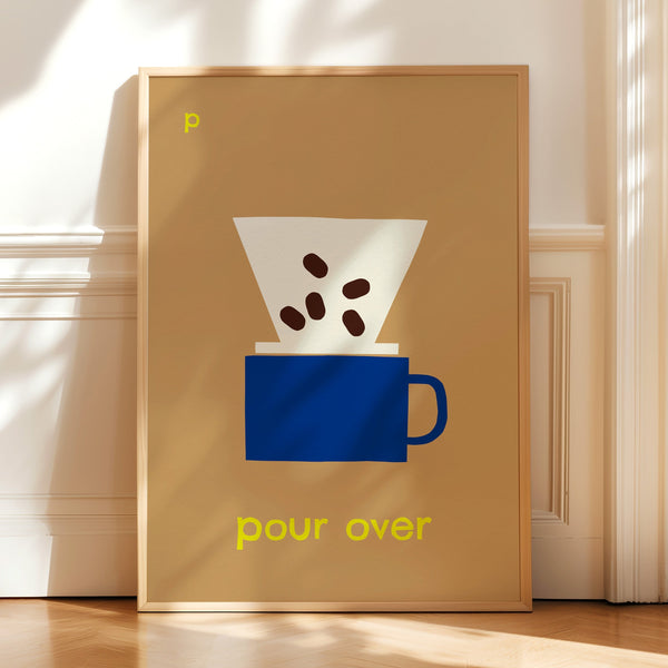 P for Pour Over- Alphabet Art Print