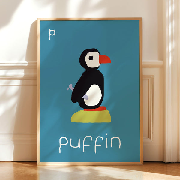 P for PUFFIN-Alphabet Art Print