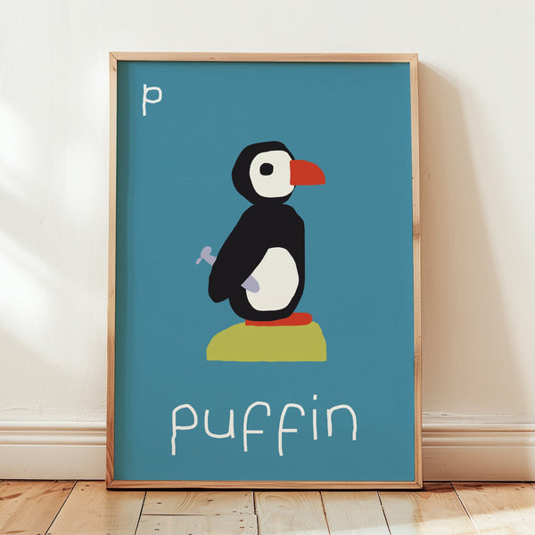 P for PUFFIN-Alphabet Art Print