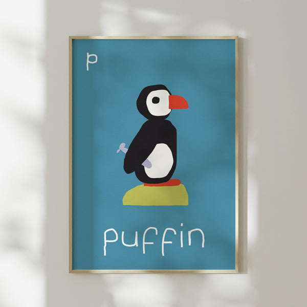 P for PUFFIN-Alphabet Art Print