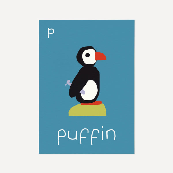P for PUFFIN-Alphabet Art Print