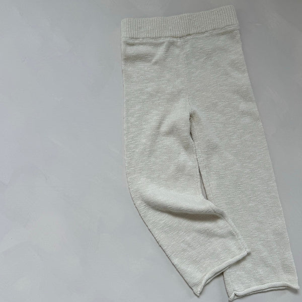 Oatmeal Teddy Wide Leg Cotton Knit Bottoms