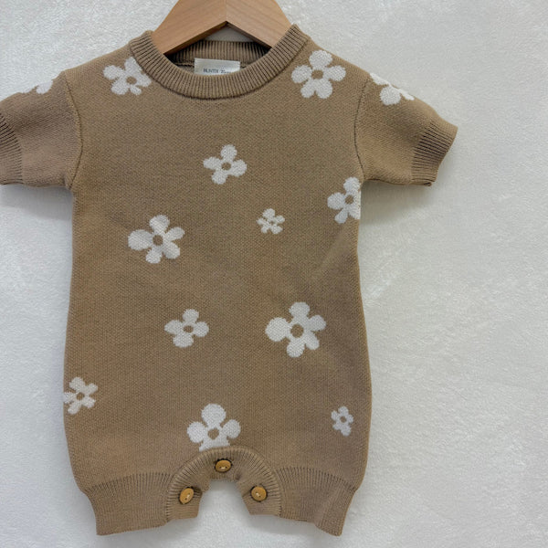 Rue Bloom Cotton Knit Short Sleeve Baby Romper