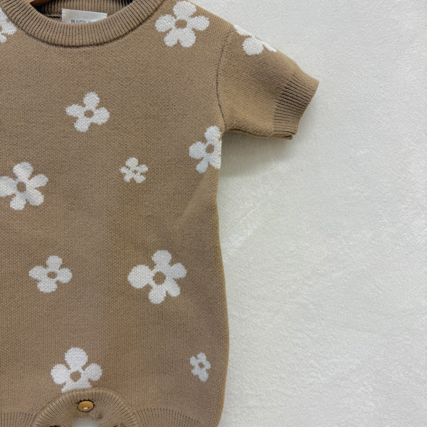 Rue Bloom Cotton Knit Short Sleeve Baby Romper