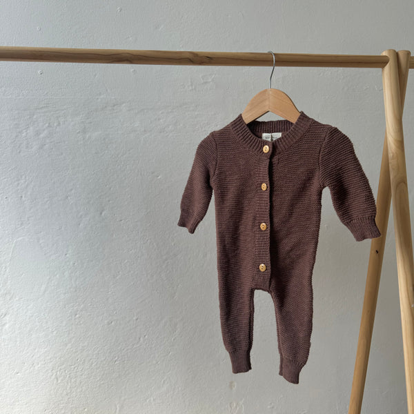 Cocoa Teddy Cotton Knit Baby Romper