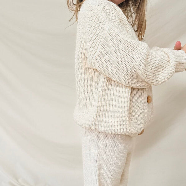 Oatmeal Teddy Oversized Cotton Cardigan