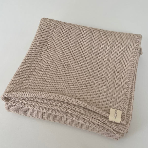 Ivory Flecked Cotton Knitted Baby Blanket