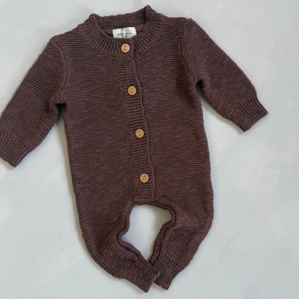 Cocoa Teddy Cotton Knit Baby Romper