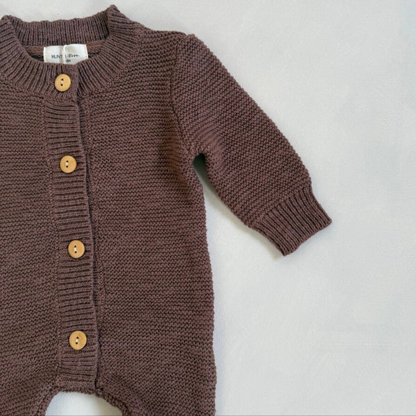 Cocoa Teddy Cotton Knit Baby Romper