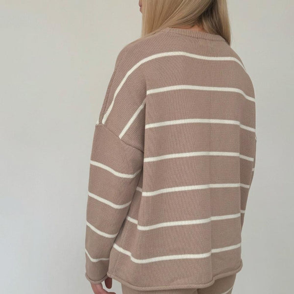 MAMA Quinn Striped Cotton Knit Jumper (Fawn)