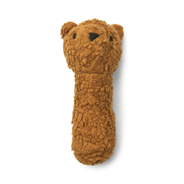 Pil Teddy Shaped Soft Baby Toy Rattle (Golden Caramel)